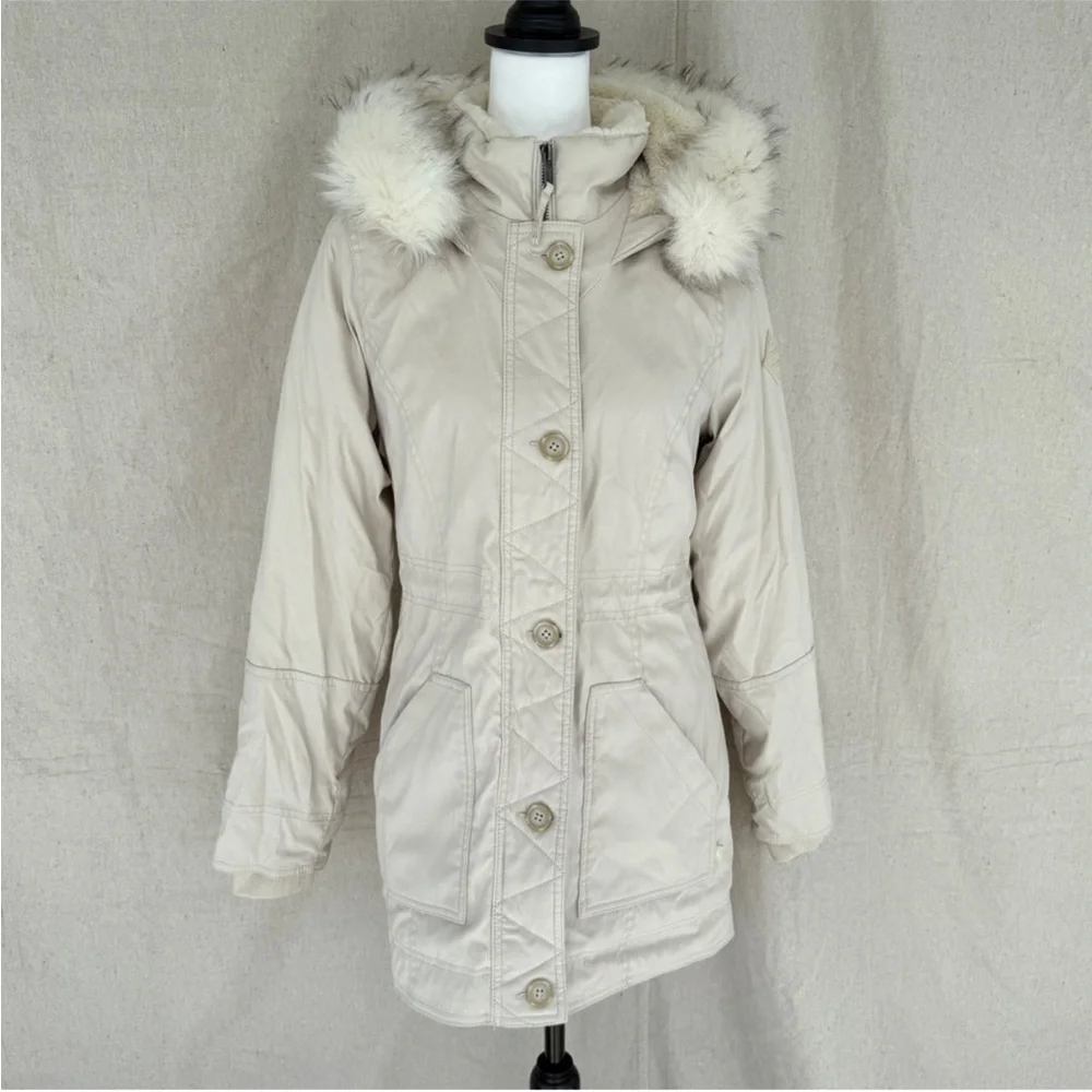 Hollister Women's Faux Fur-Lined Taupe Parka Size S - Picture 1 of 4